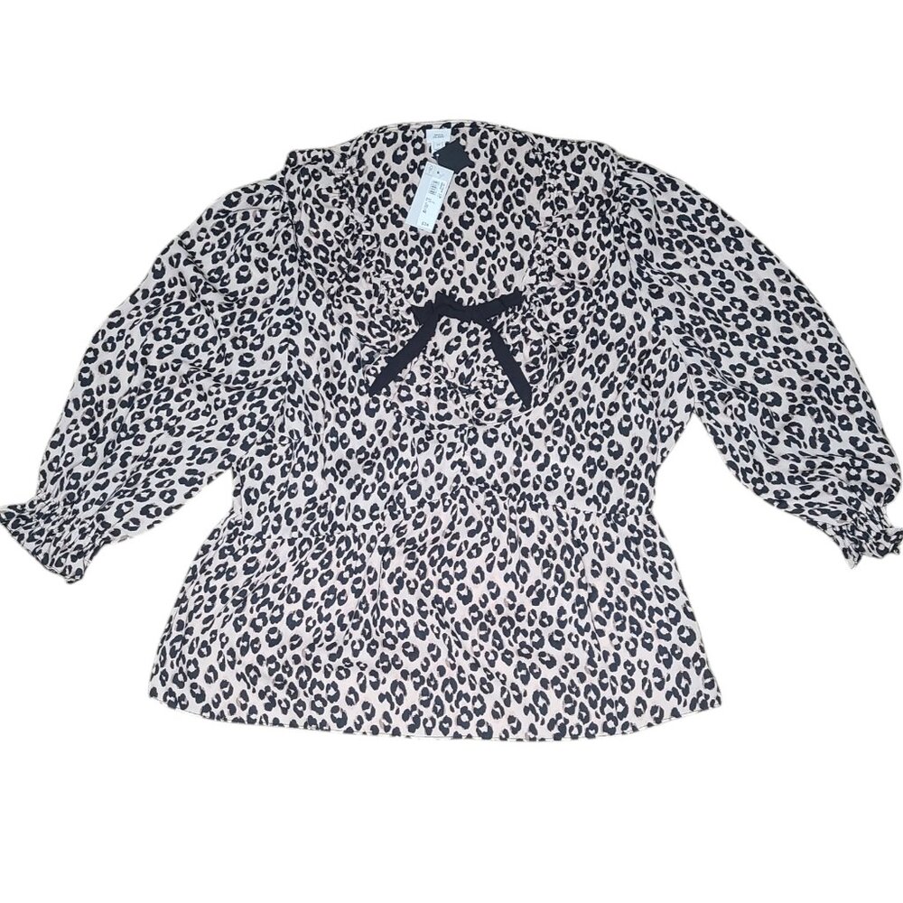 River Island Leopard Print Blouse with Bow Plus US Size 18/UK Size 22